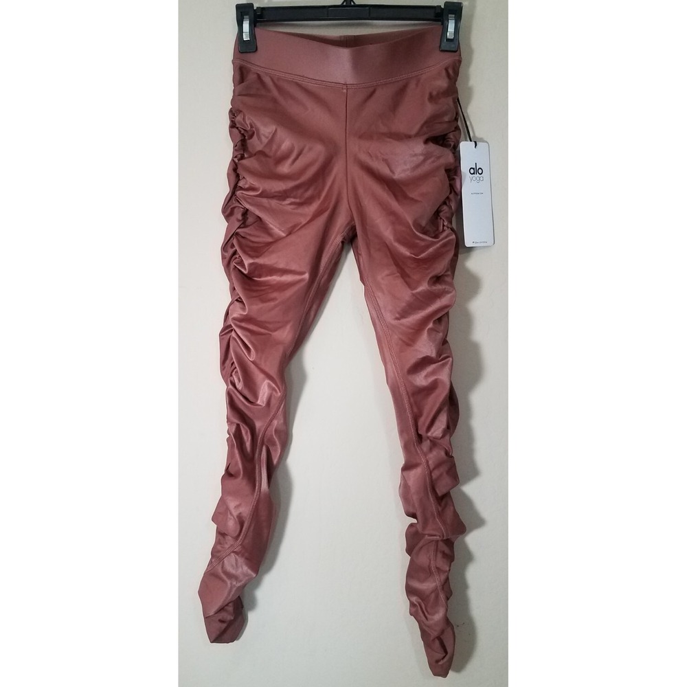 Alo Yoga High-Waist Cinched Ruched Leggings Chestnut Shine Size Small NEW